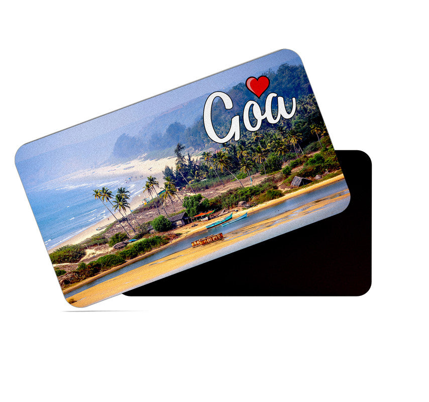 dhcrafts Rectangular Rubber Fridge Magnet / Magnetic Card Multicolor Goa Design Pack of 1 (8.6cm x 5.4cm)